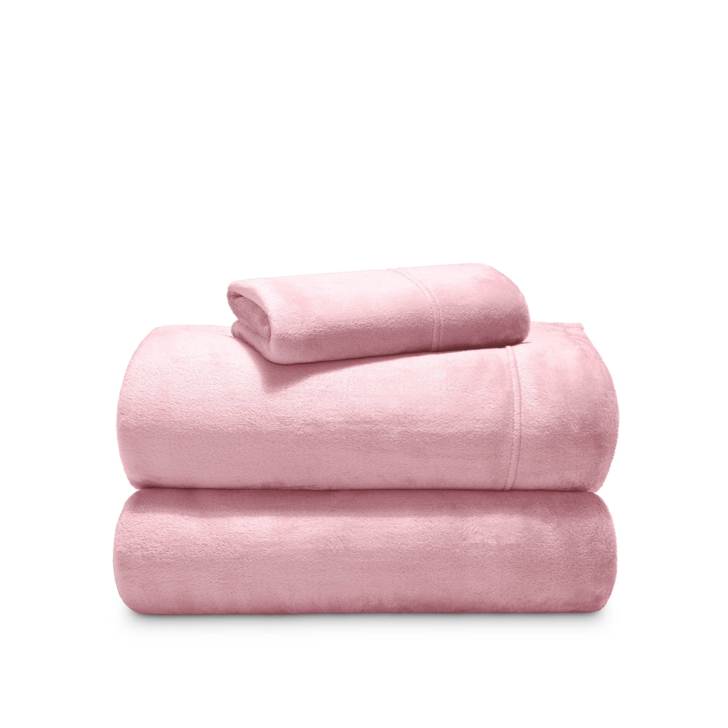 Stack of microplush sheets on a white background