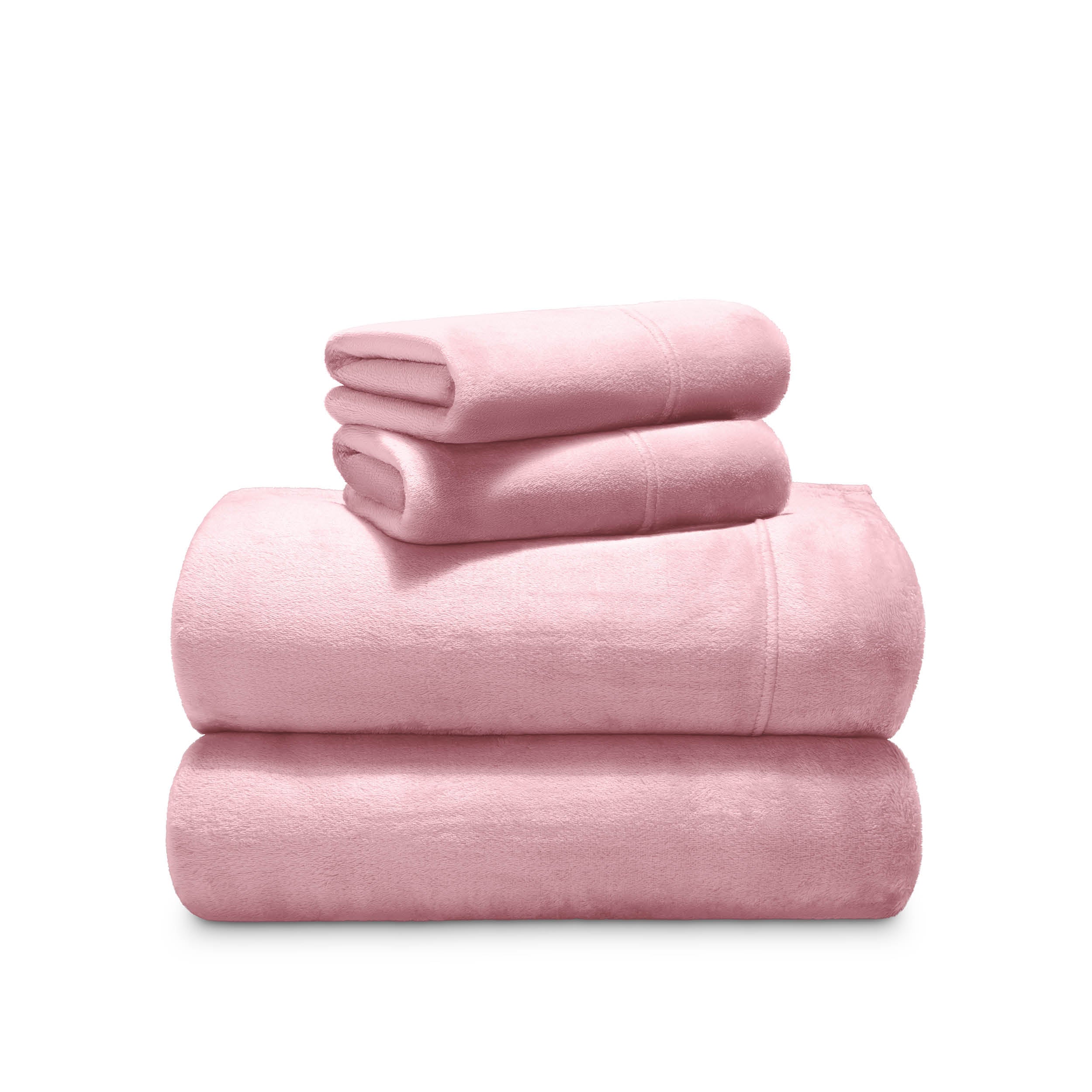 Stack of microplush sheets on a white background