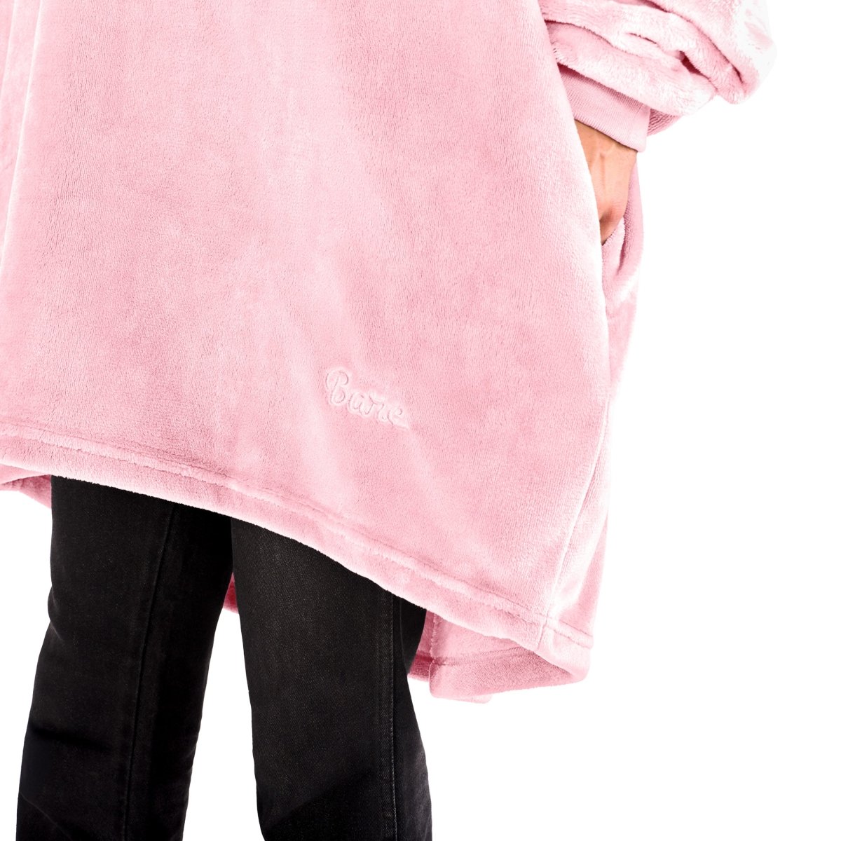 Close up of the side pocket on the wearable blanket
