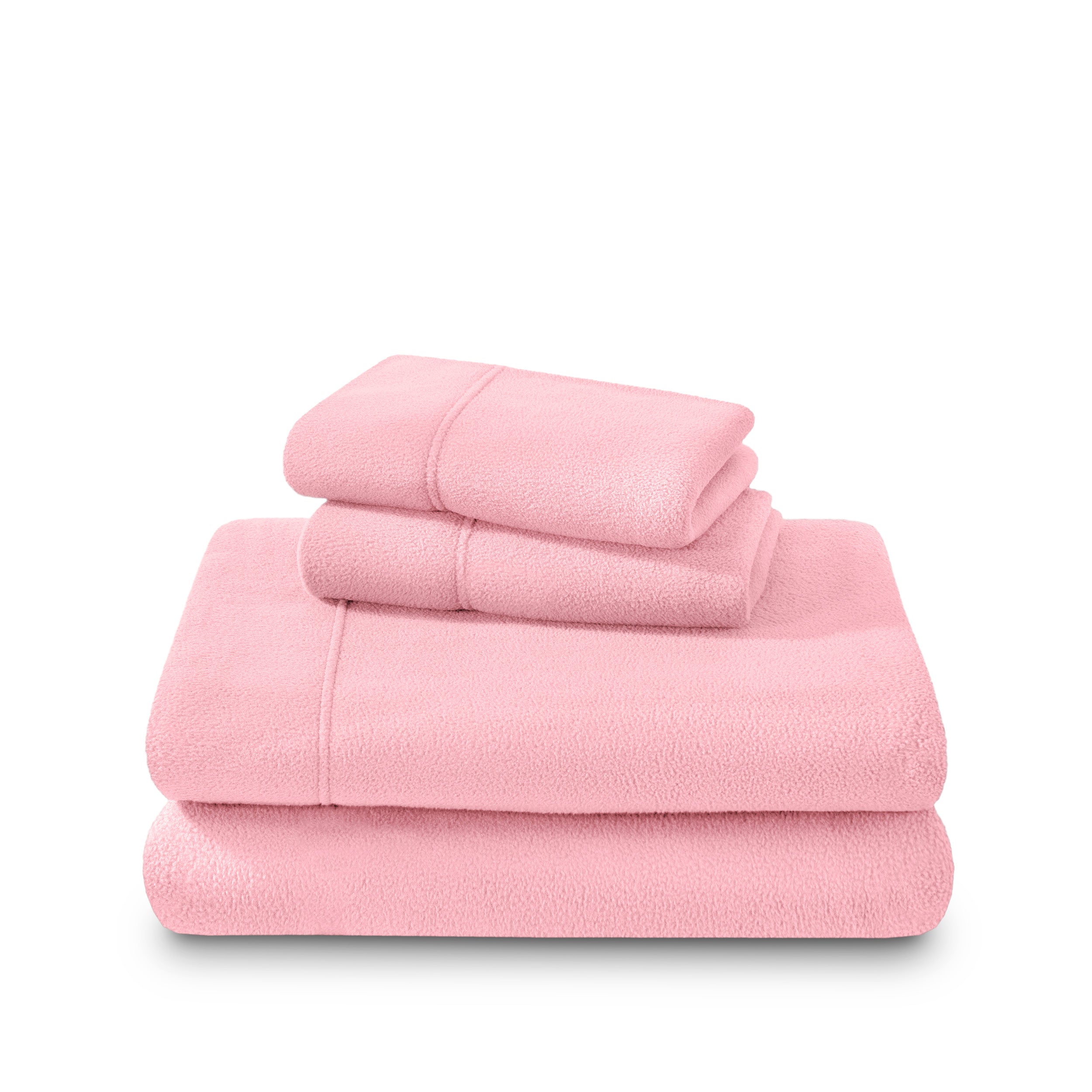 Polar fleece sheet set folded and stacked