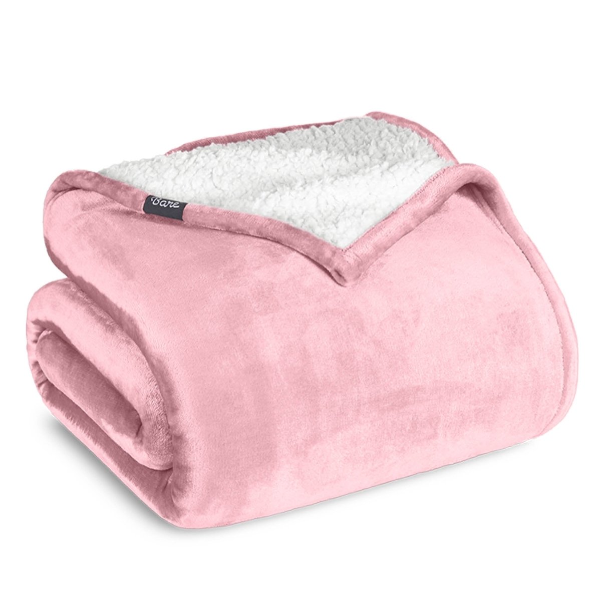 A sherpa blanket folded neatly while showing both sides
