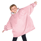 A child with a wearable blanket on
