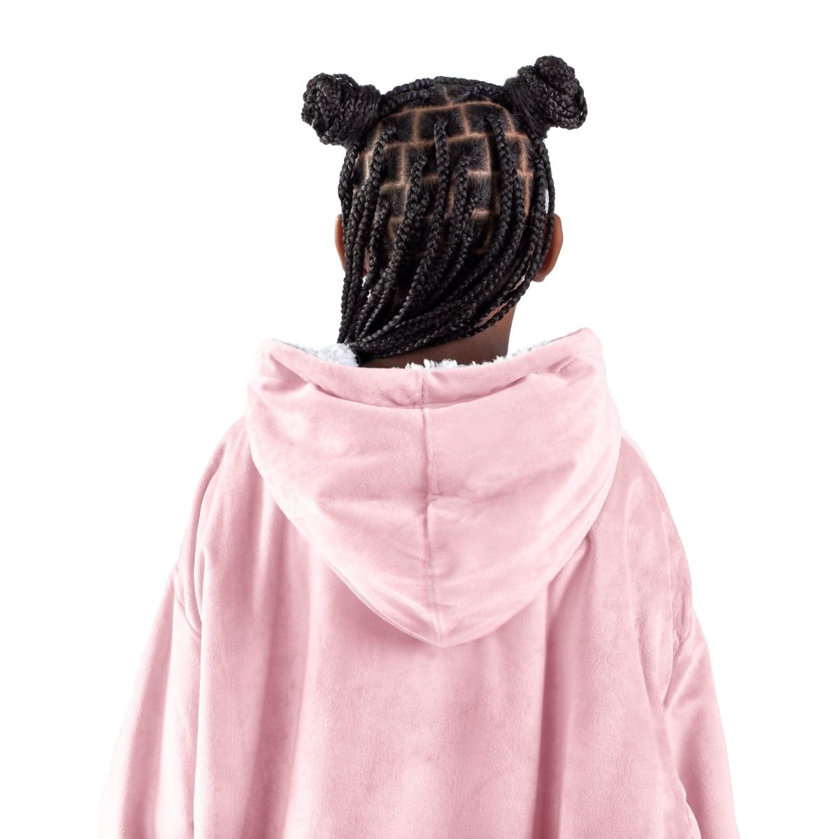A child with a wearable blanket on
