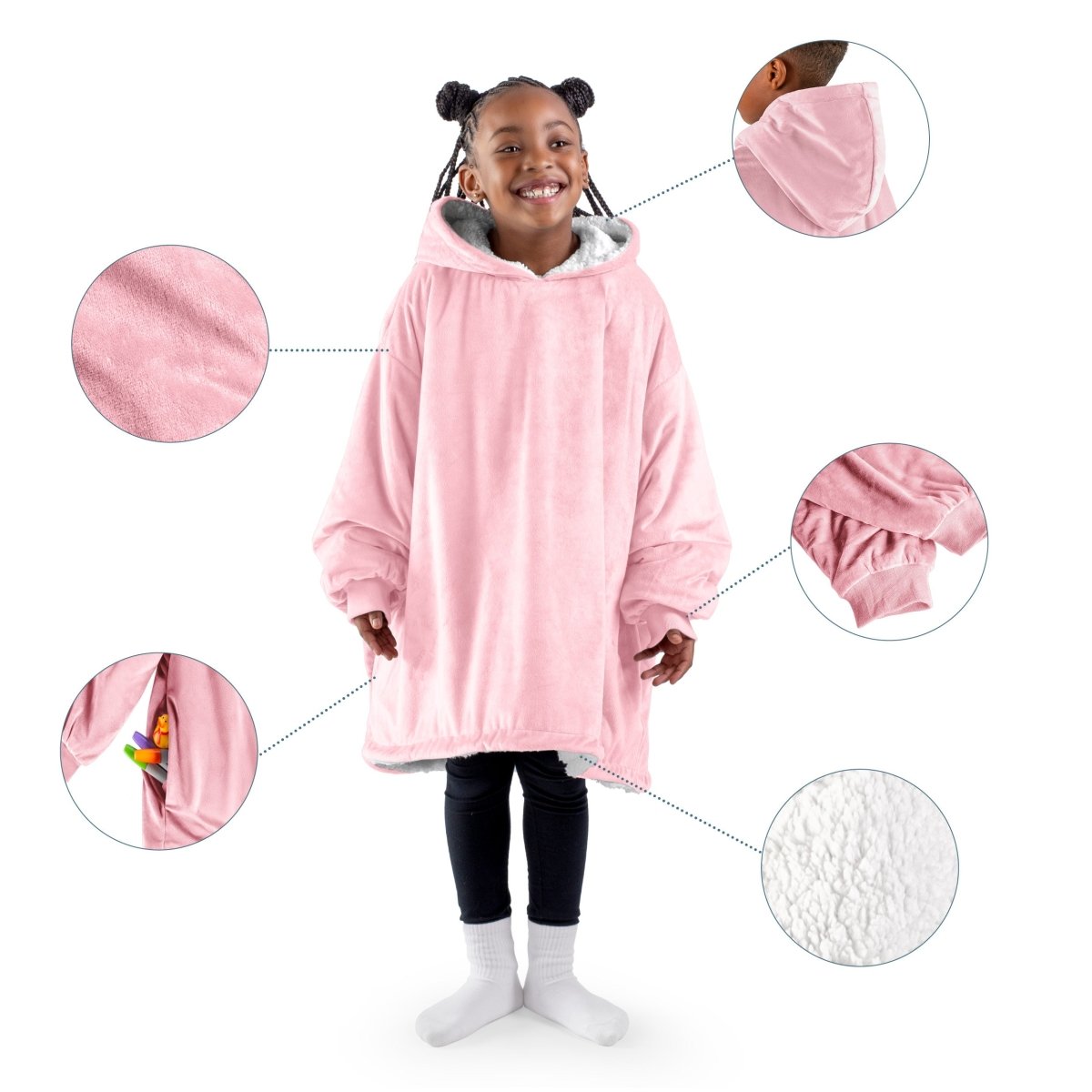 Close up of features of the wearable blanket