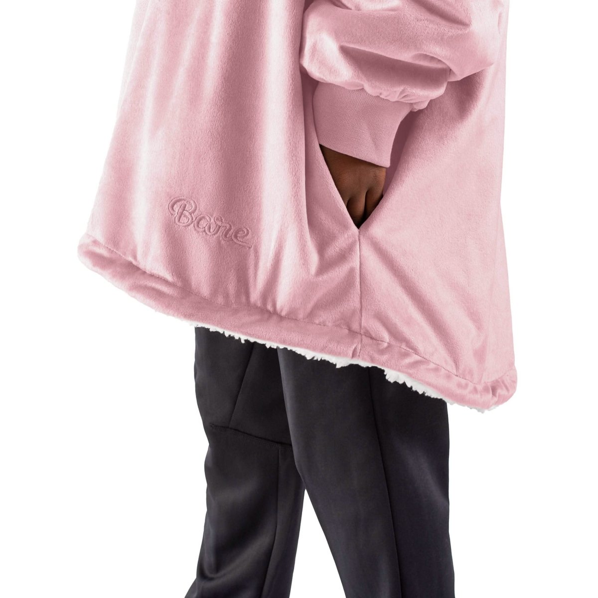 Close up of the pocket of a wearable blanket
