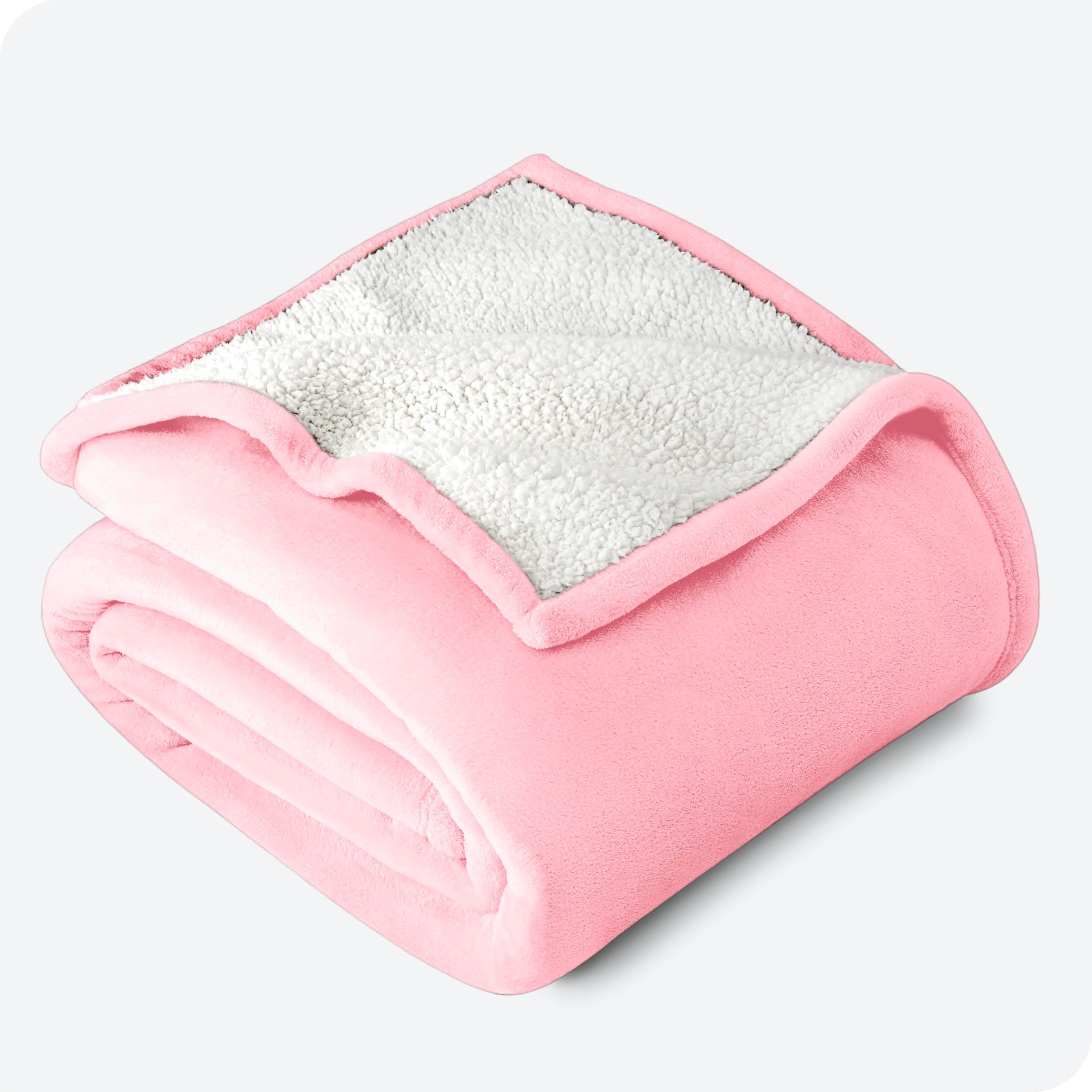 Light Pink Sherpa Blanket folded