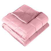 A folded minky weighted blanket with a white background
