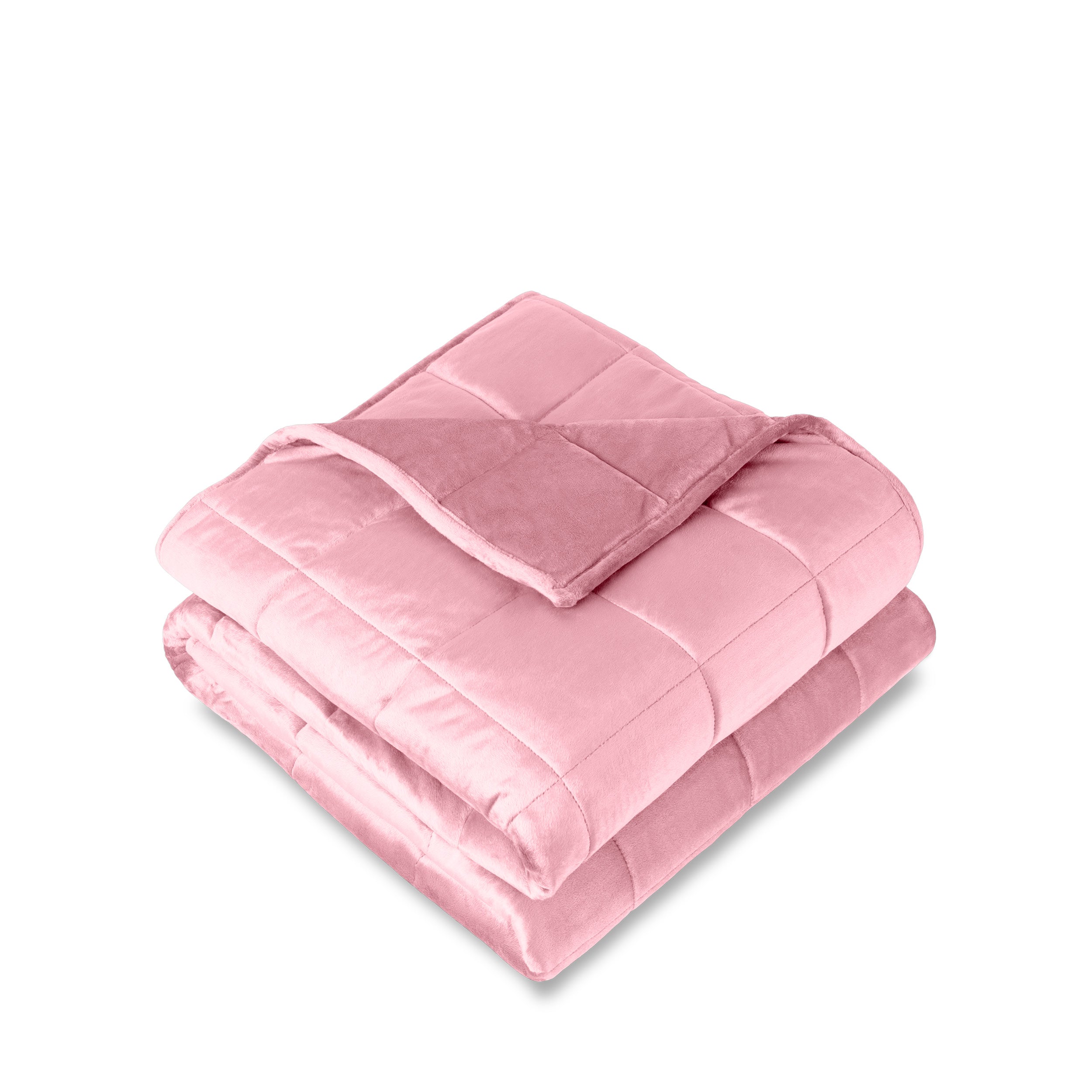 A folded minky weighted blanket with a white background