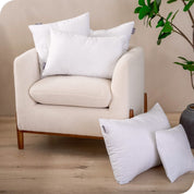 Pillow inserts on a chair and on the floor