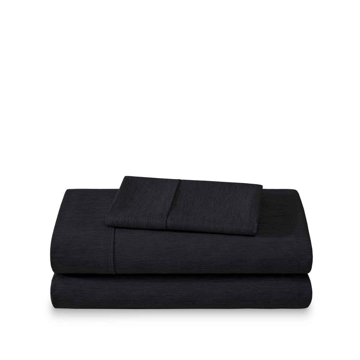 Set of bed sheets folded on a white background