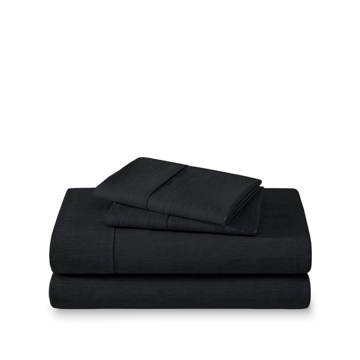 Set of bed sheets folded on a white background