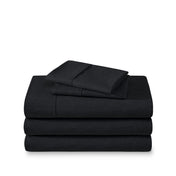 Microfiber sheet set folded and stacked