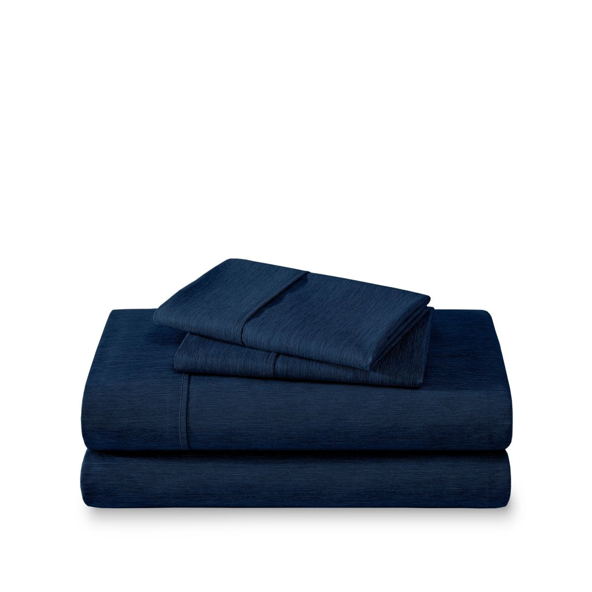 Set of bed sheets folded on a white background