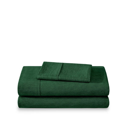 Set of bed sheets folded on a white background