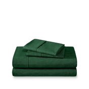 Set of bed sheets folded on a white background