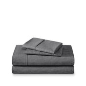 Set of bed sheets folded on a white background