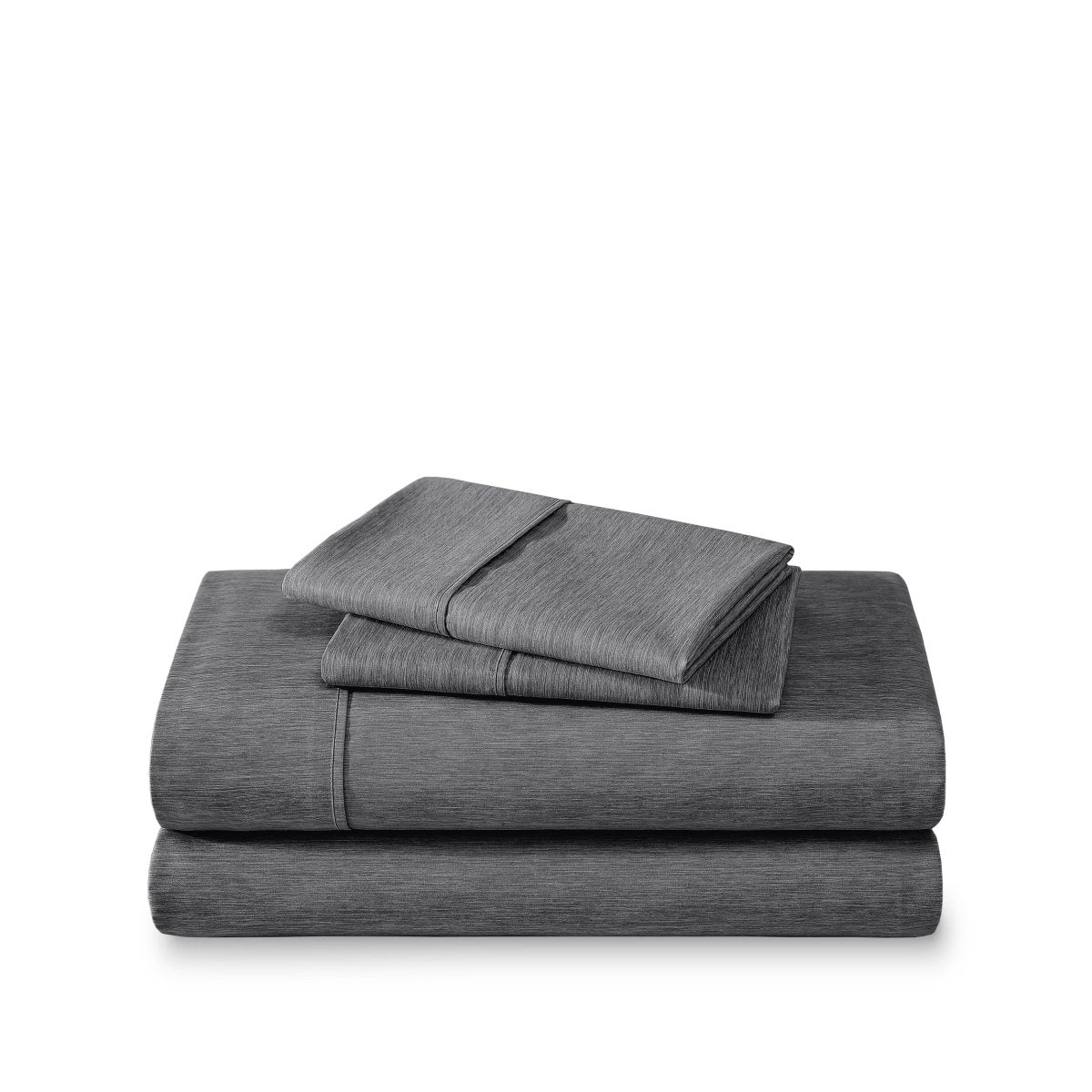 Set of bed sheets folded on a white background