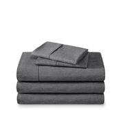 Microfiber sheet set folded and stacked