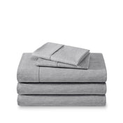 Microfiber sheet set folded and stacked
