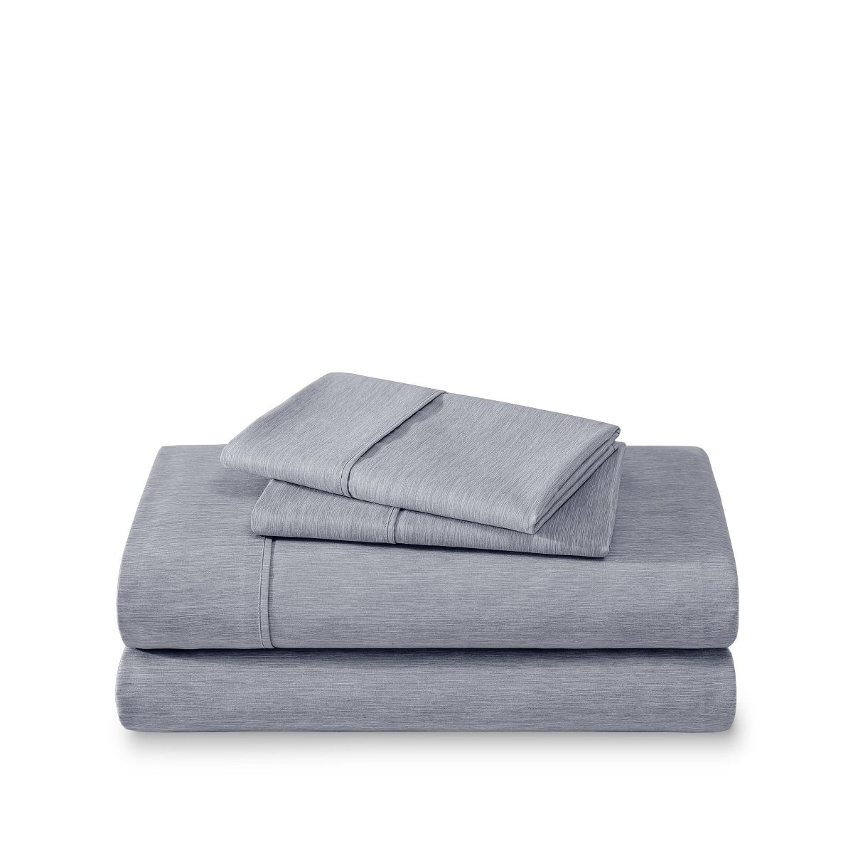 Set of bed sheets folded on a white background