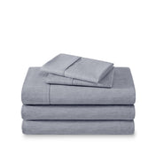Microfiber sheet set folded and stacked