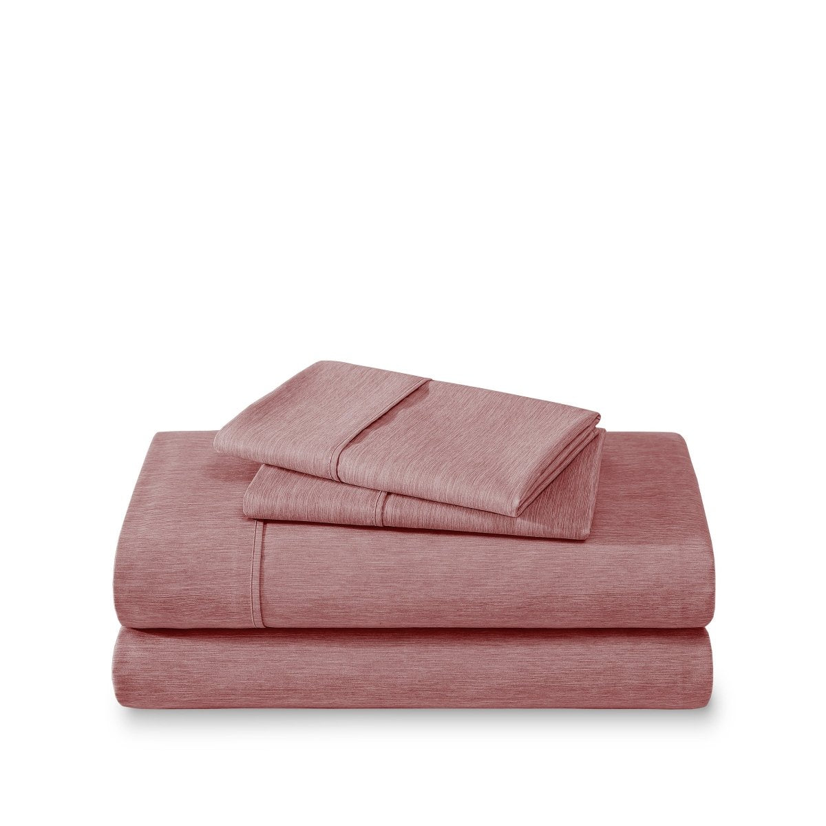 Set of bed sheets folded on a white background