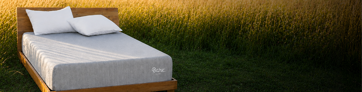 A mattress in a field