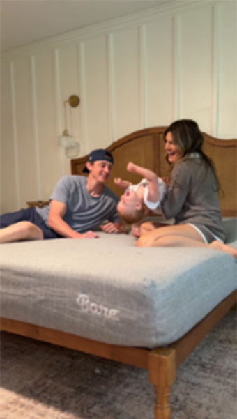 Family Laying on a new Mattress