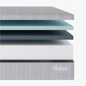 Stack of Bare Home mattress layers on a white background