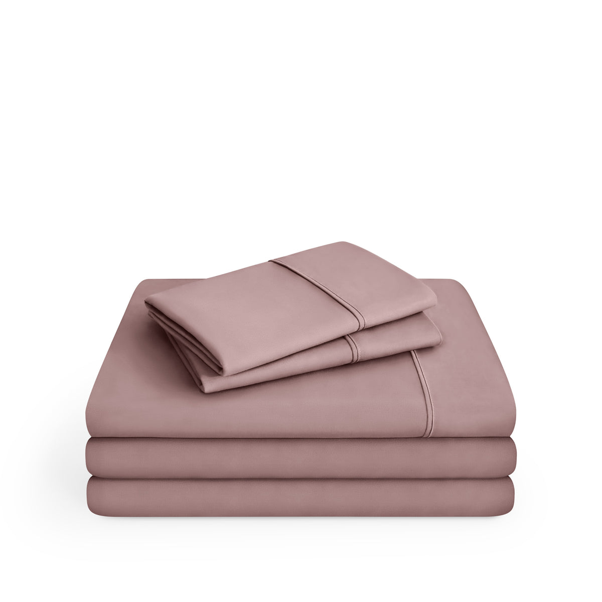 Microfiber sheet set folded and stacked