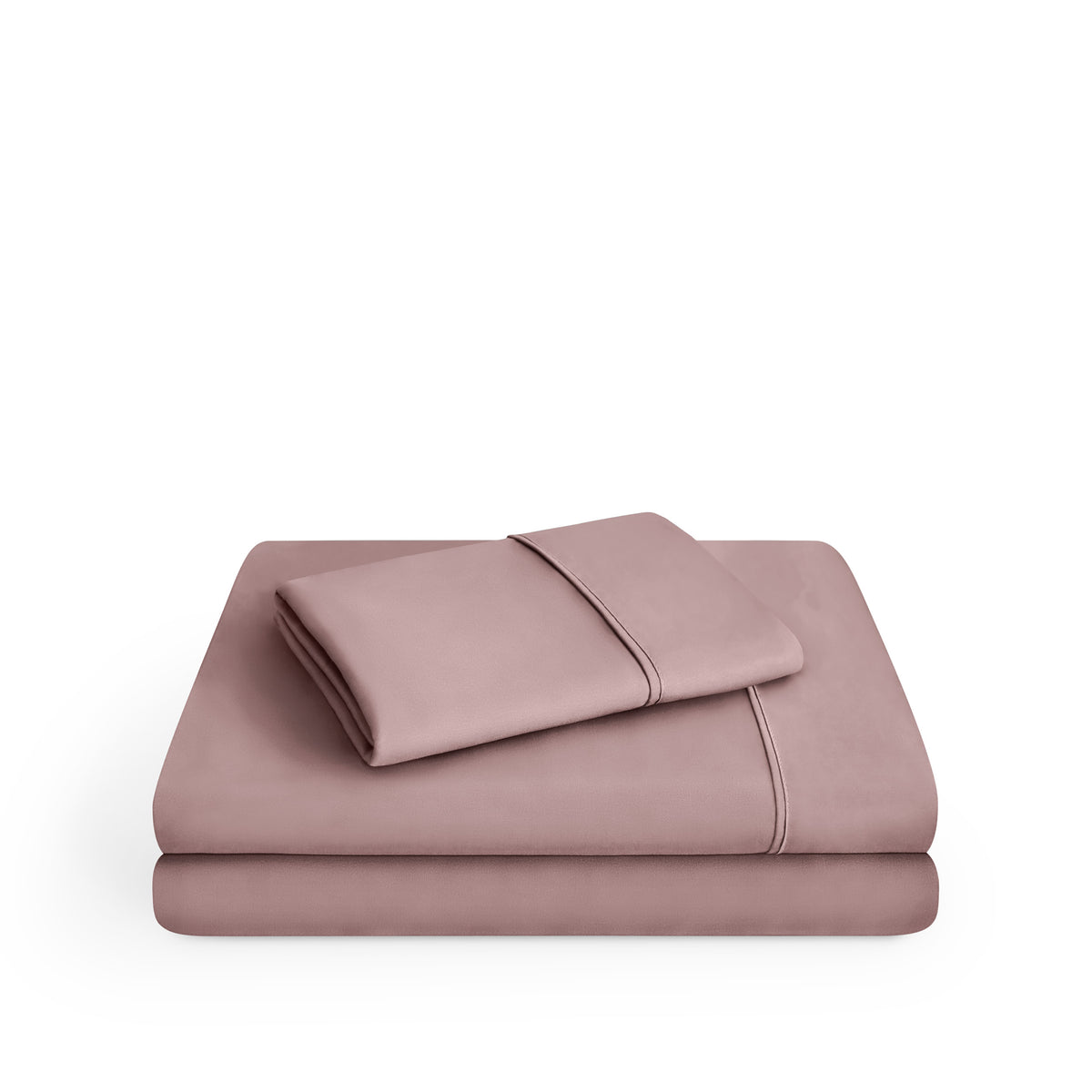 Microfiber sheet set folded and stacked