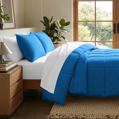 Microfiber comforter set on a bed