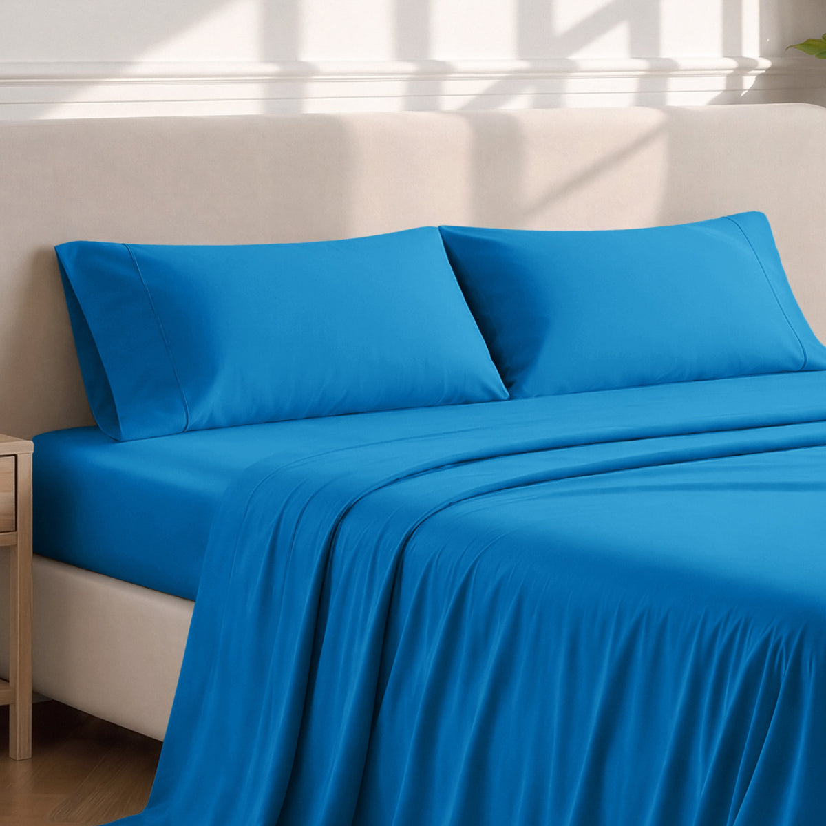 Matching sheets and pillowcases on a bed