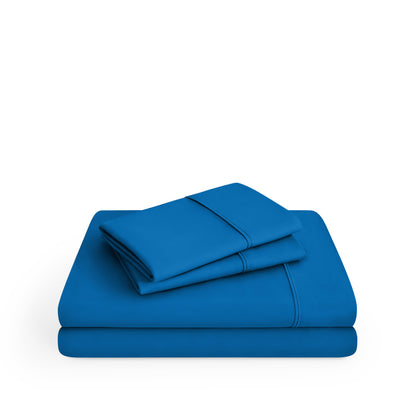 Microfiber sheet set folded and stacked