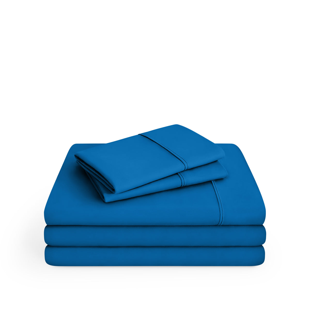 Microfiber sheet set folded and stacked