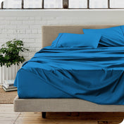 A modern bedroom with microfiber sheets on the mattress