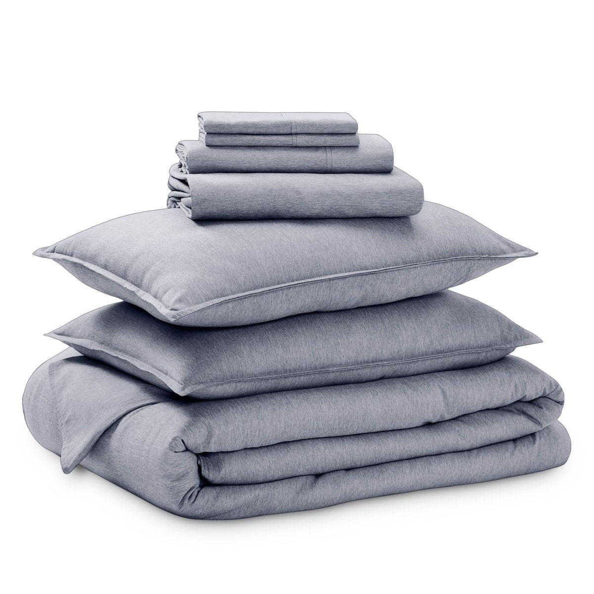 Bedding set folded on a white background