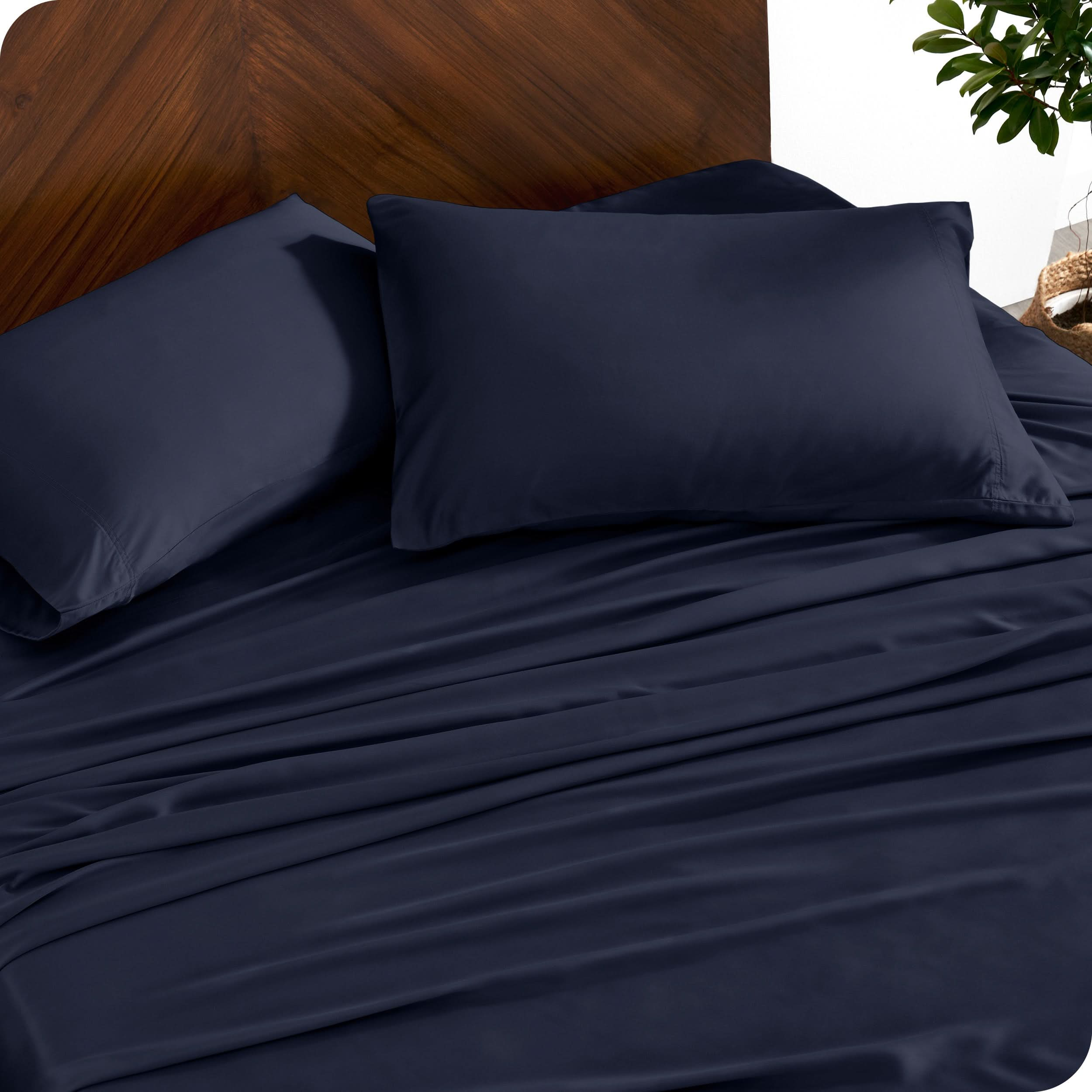 Close up of bamboo sheets and pillowcases on a bed