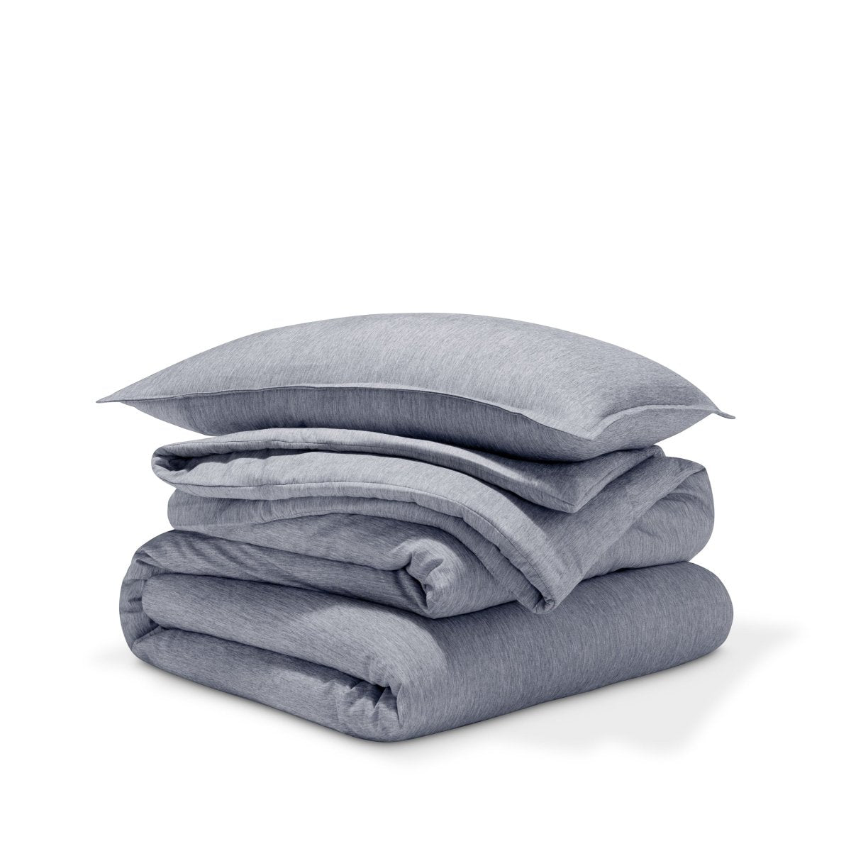 Comforter set stacked on a white background