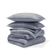Comforter set stacked on a white background