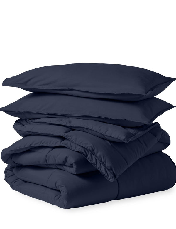 A down alternative comforter folded neatly