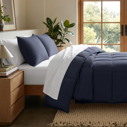 Microfiber comforter set on a bed