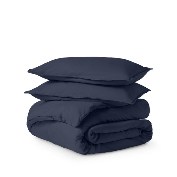 Microfiber duvet set folded on a white background