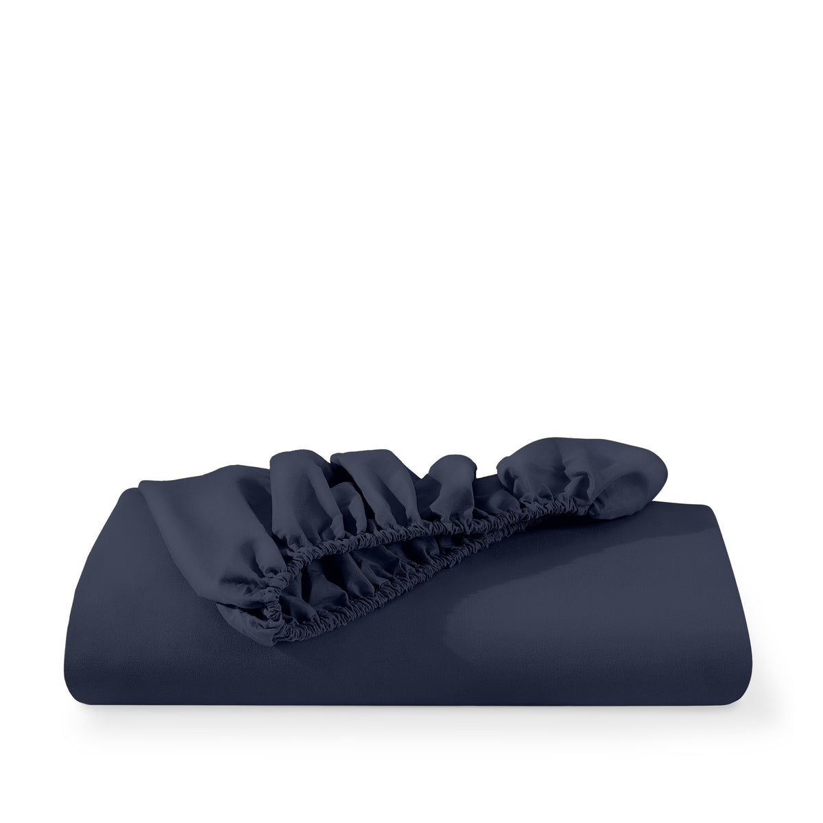 Microfiber fitted sheet folded with a white background