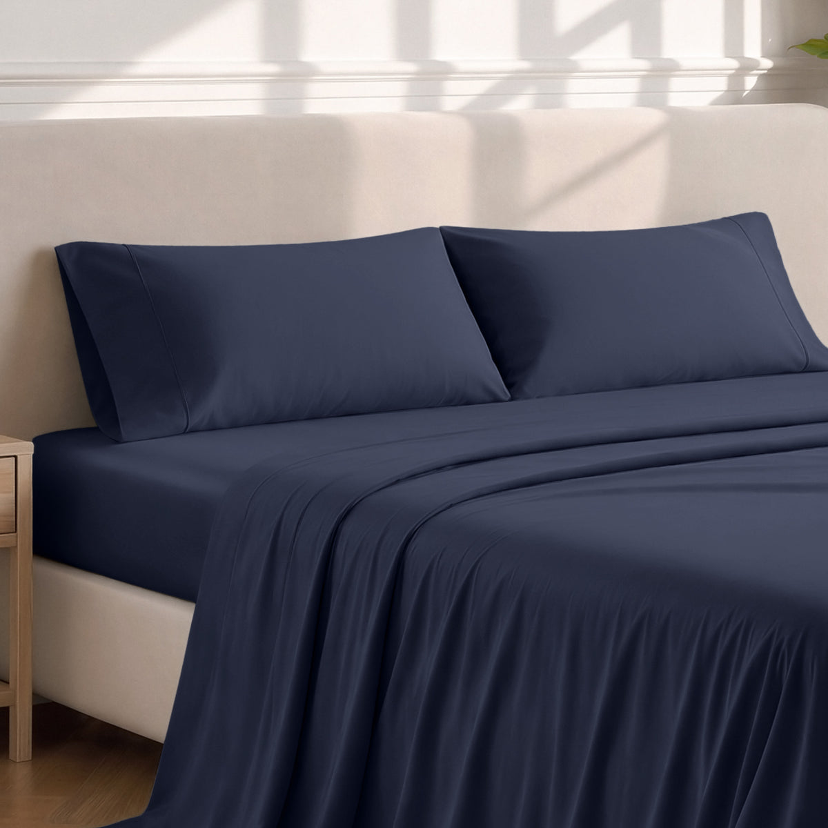 Matching sheets and pillowcases on a bed