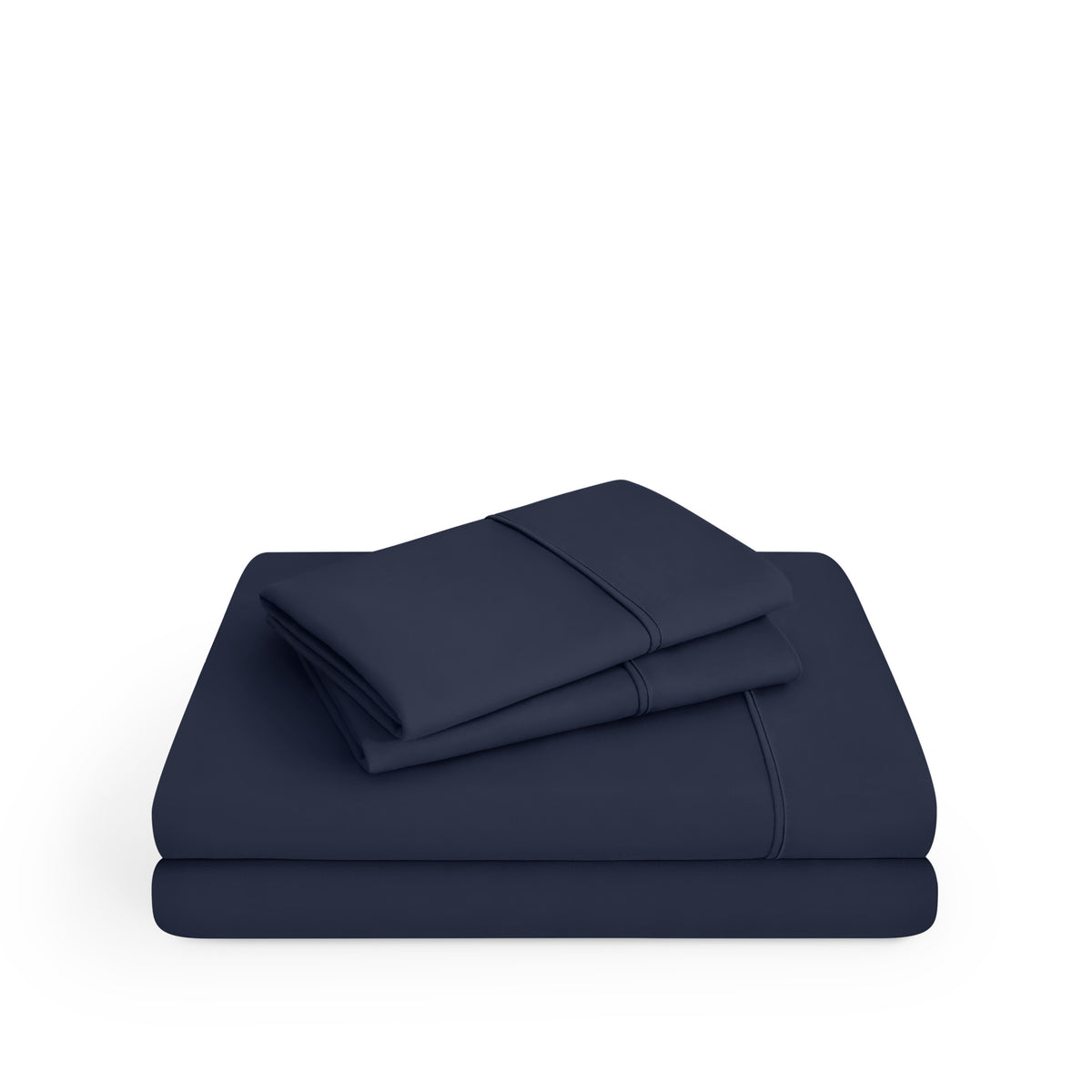 Microfiber sheet set folded and stacked