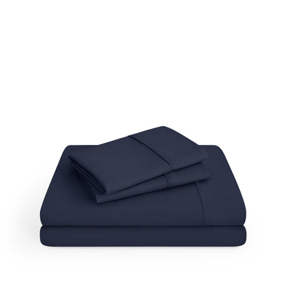 Microfiber sheet set folded and stacked