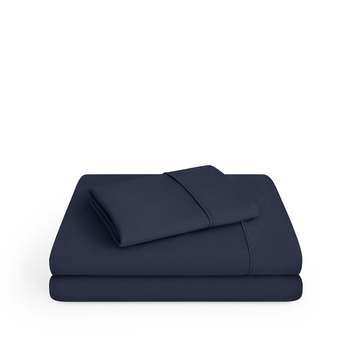 Microfiber sheet set folded and stacked
