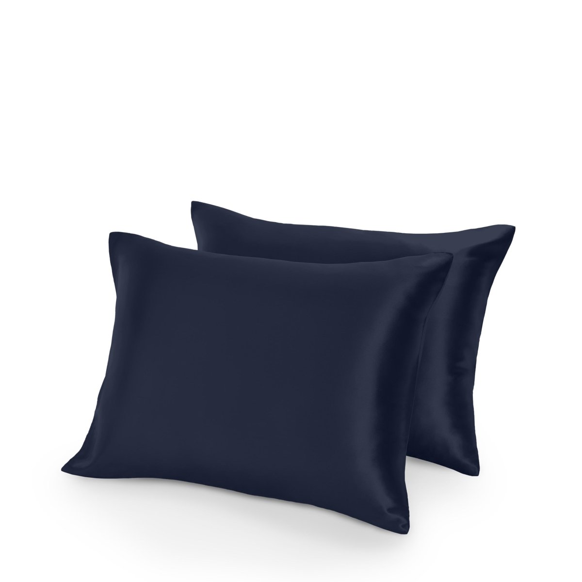 Two satin pillowcases on a white background