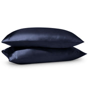 2 satin pillowcases on pillows stacked